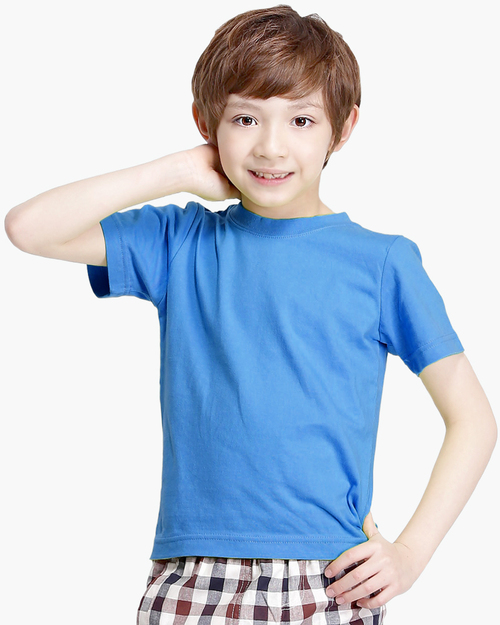 T恤/純綿素T圓領短袖/童翠藍  |童裝|夏日輕衫系列|純棉T恤系列