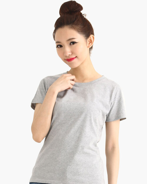 圓領T短袖/純綿/素面款/女-麻灰  |女裝|夏日輕衫系列|純棉T恤系列