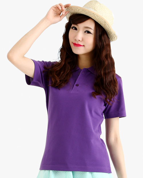 網眼POLO衫短袖/快乾棉/素面款/女-紫色  |女裝|夏日輕衫系列|POLO衫網眼快乾棉