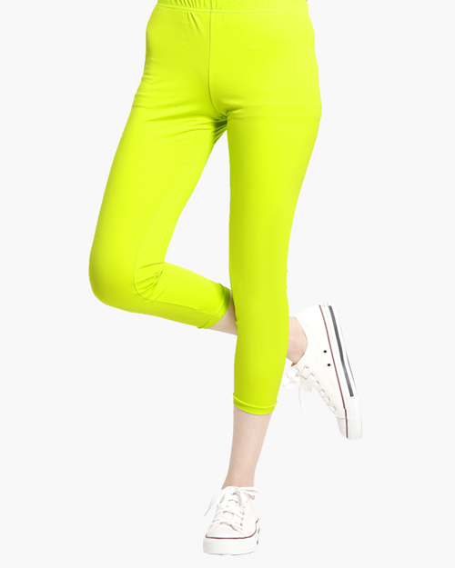抗UV 纖柔內搭 八分褲 女 螢光綠產品圖