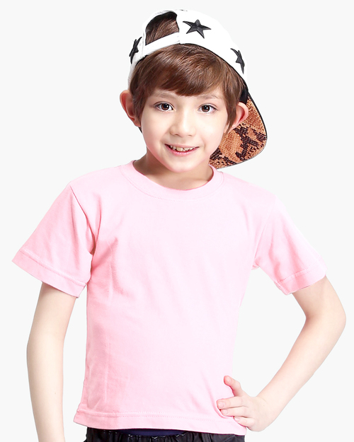 T恤/純綿素T圓領短袖/童粉紅產品圖