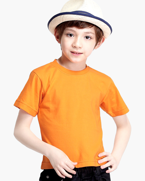 圓領T短袖/純綿/素面款/童-橘  |童裝|夏日輕衫系列|純棉T恤系列