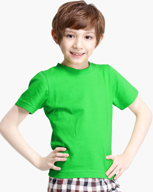圓領T短袖/純綿/素面款/童-果綠  |童裝|夏日輕衫系列|純棉T恤系列