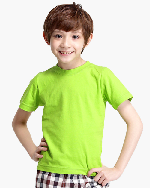 T恤/純綿素T圓領短袖/童螢光綠產品圖