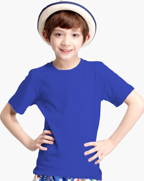 T恤/純綿素T圓領短袖/童寶藍  |童裝|夏日輕衫系列|純棉T恤系列