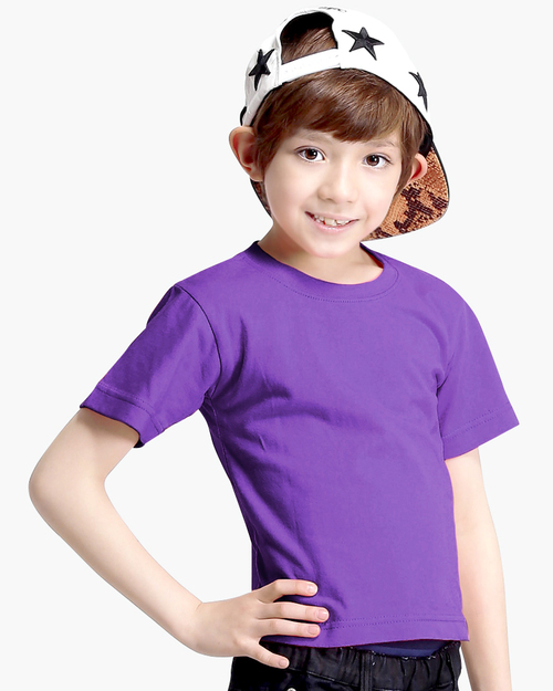 T恤/純綿素T圓領短袖/童葡萄紫產品圖