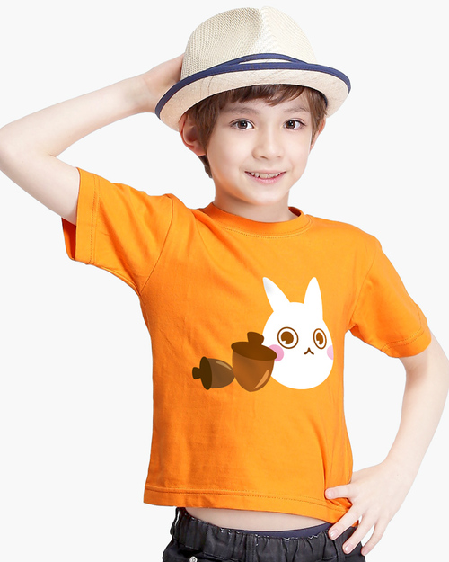 圓領T短袖/純綿/圖T款/小龍貓/童-橘  |童裝|夏日輕衫系列|純棉T恤系列