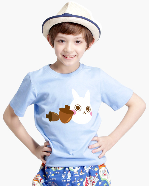 圓領T短袖/純綿/圖T款/小龍貓/童-水藍  |童裝|夏日輕衫系列|純棉T恤系列