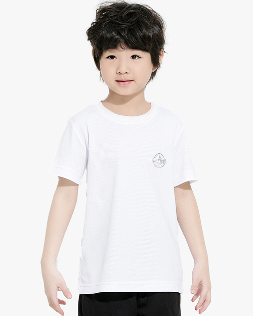 排汗圓領T 短袖 棉感吸濕排汗衫 LOGO品牌T 童-白色產品圖