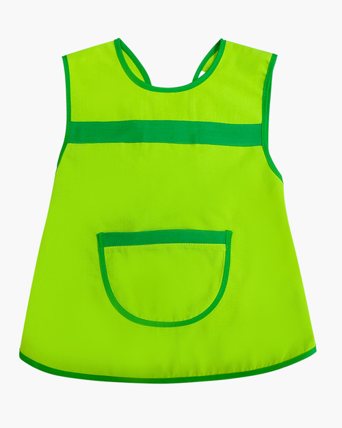 幼兒園圍兜 無袖兒童款-螢光綠底果綠邊  |職業服飾|幼教服系列|兒童圍兜