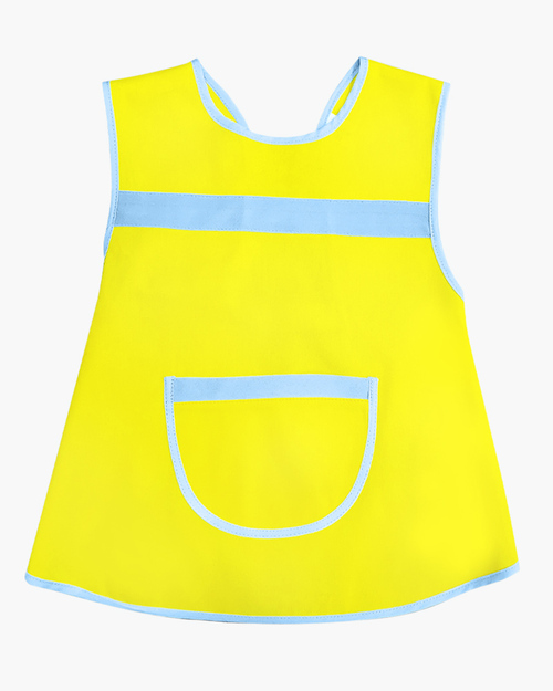 幼兒園圍兜 無袖兒童款-黃底水藍邊  |職業服飾|幼教服系列|兒童圍兜