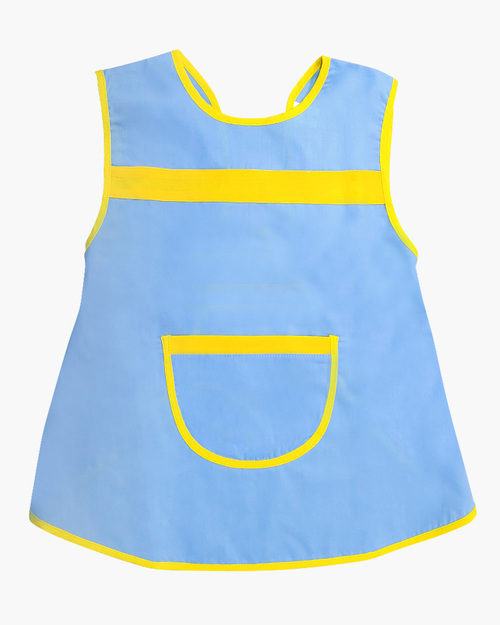 幼兒園圍兜 無袖兒童款-水藍底黃邊  |職業服飾|幼教服系列|兒童圍兜