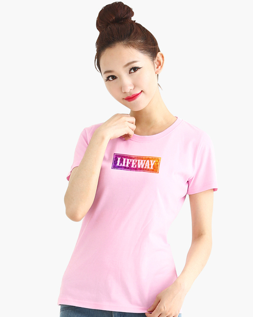 圓領T短袖/純綿/圖T款/迷幻幾何/女-粉紅  |女裝|夏日輕衫系列|純棉T恤系列