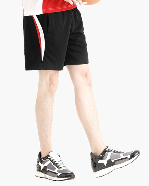 排汗短褲 接片流線 運動短褲 男 黑接白配紅  |男裝|輕鬆下著系列|運動機能排汗褲